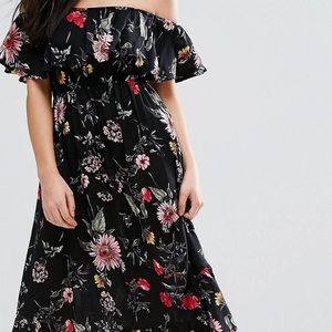 QED London Bandeau Floral Print Maxi Dress